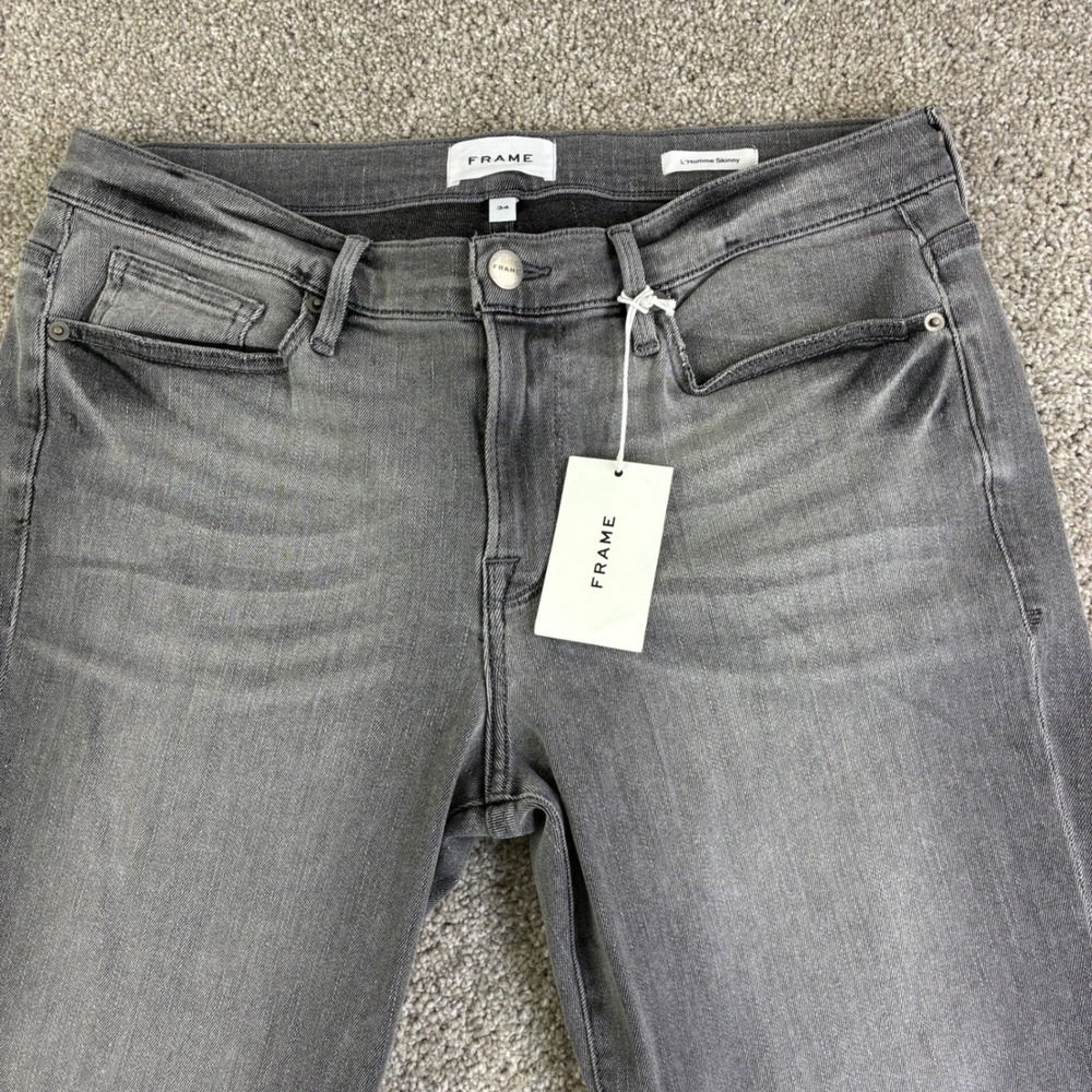 FRAME NWD Five Pocket LHomme Jeans Ashbury Slim Mid Rise Gray Wash Mens 34 Denim